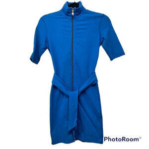 Lotuswear full double zip blue dress short sleeves Made in Canada